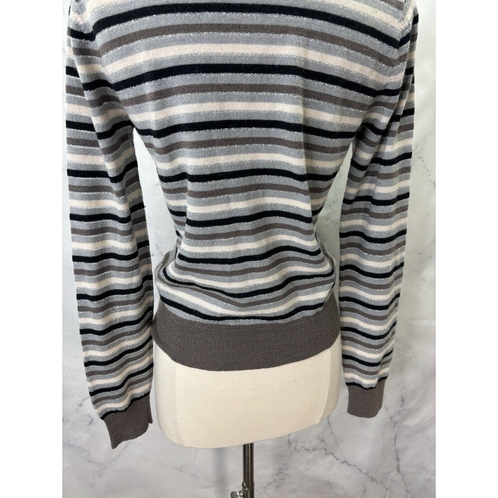 Calvin Klein Wool Knit Sweater Striped Y2K gal stretch Long sleeve Size M Retro - Picture 9 of 13